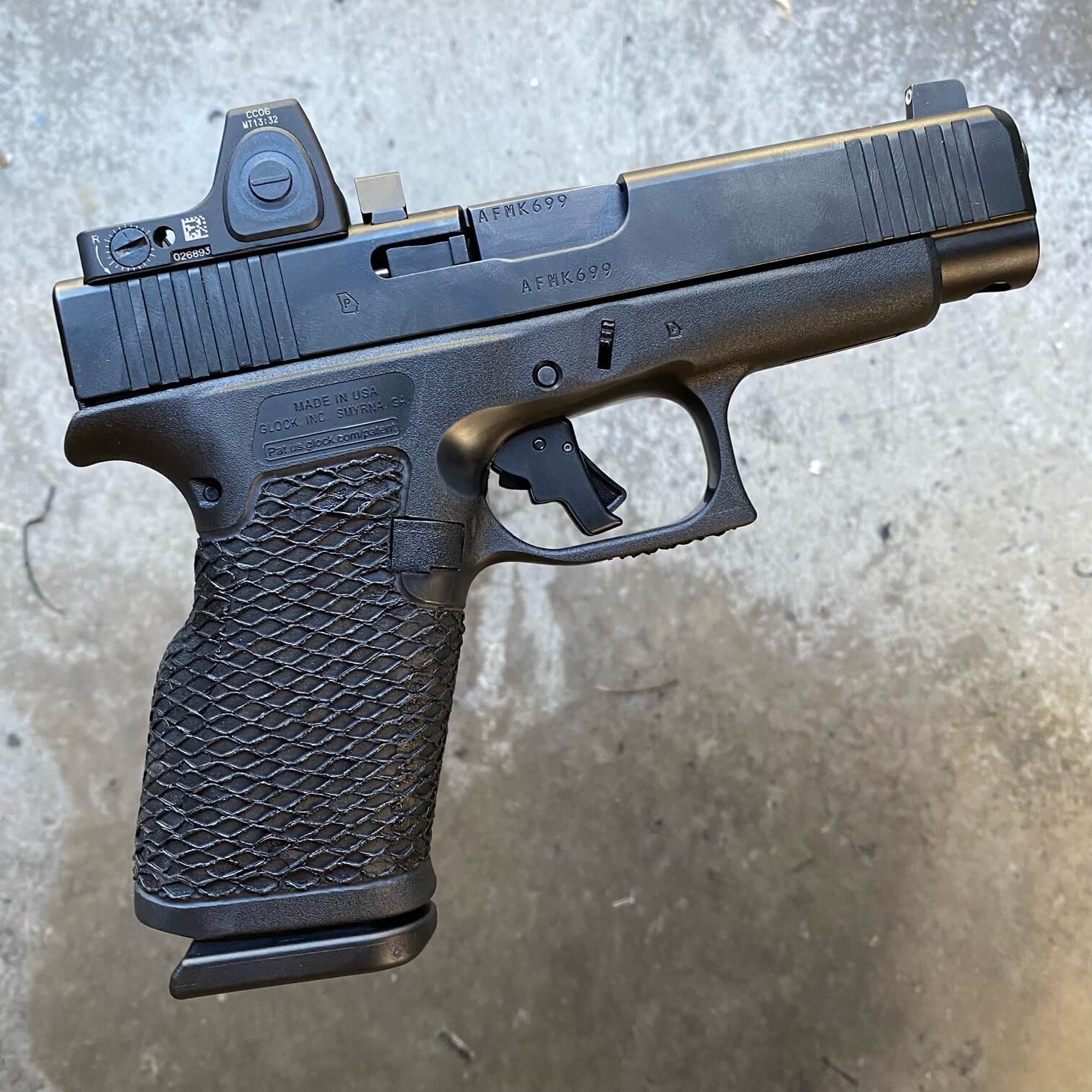 Duty Series Glock 48 9mm, complete package with Apex Tactical trigger and Trijicon RMR CC optic Duty Series Glock 48 9mm, complete package with Apex Tactical trigger and Trijicon RMR CC optic
